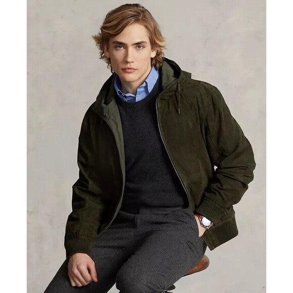 NWT $898 Polo Ralph Lauren MEN'S LEATHER JACKET L Reversible Suede-Taffeta new
